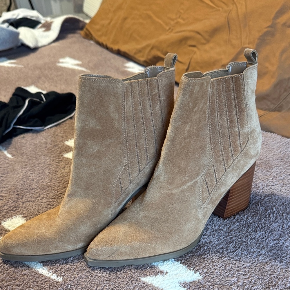 Marc Fisher Camel Suede Heeled Boots